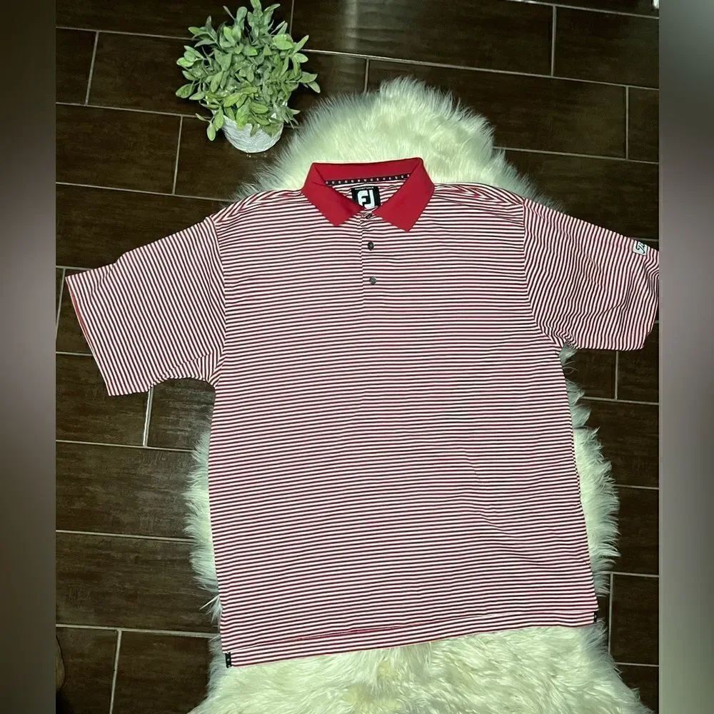 FootJoy red/white striped polo sz XL